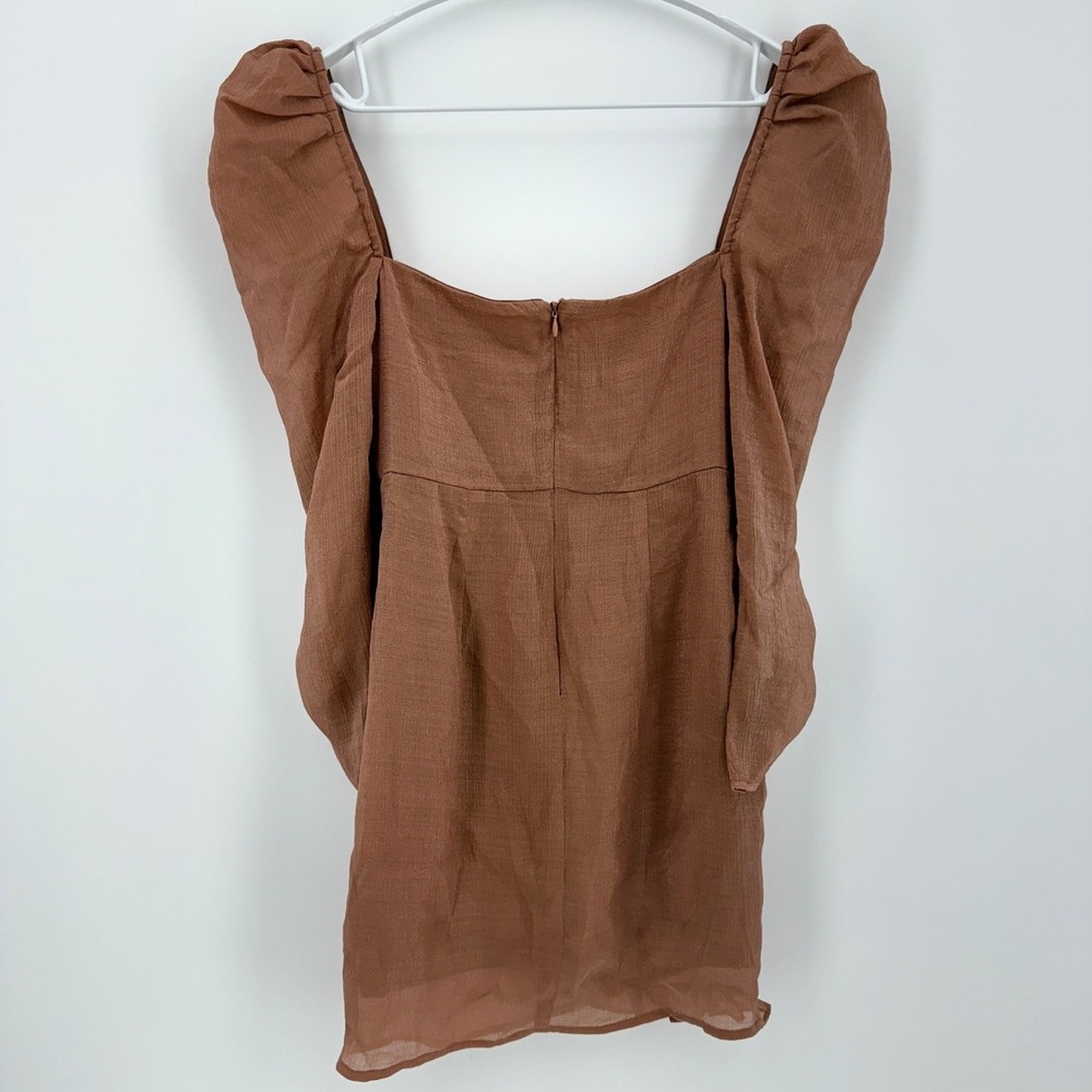 ASTR Size S Mauve Puff Sleeve Square Neck Ruffle Mini Dress New With Tags